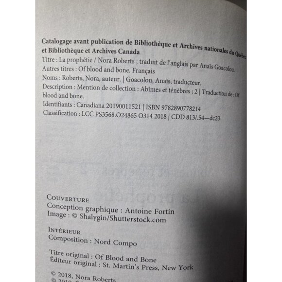 La Prophétie Nora Roberts Roman Fantastique Français Abîmes et Ténèbres 2 Livre - Picture 5 of 16